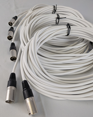 Set of 5 XLR Mic Leads 10m Long White Cable with Rewireable XLR Plugs